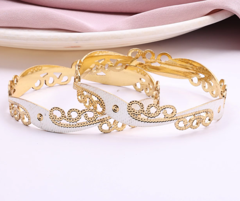 JEWELRY FOR KURDISTAN CLOTHES  003 925 Sterling Silver Two-Tone CNC Bangle, 925 Silver Jewelry Bangles, Fashion Bangles, Dual Tone 925 Silver Bangle, Everyday Wear